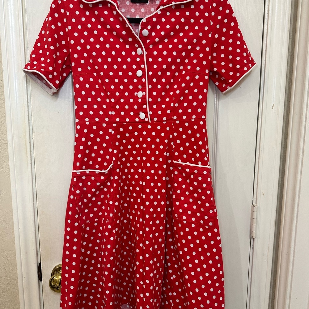 Dolly and Dotty Red Polka Dot Midi Dress